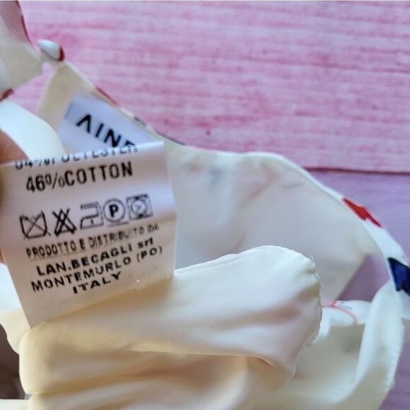 Ainea White Butterfly Print Gathered Flounce‎ Ruffle Mini Dress Size IT40/S US - Picture 7 of 7